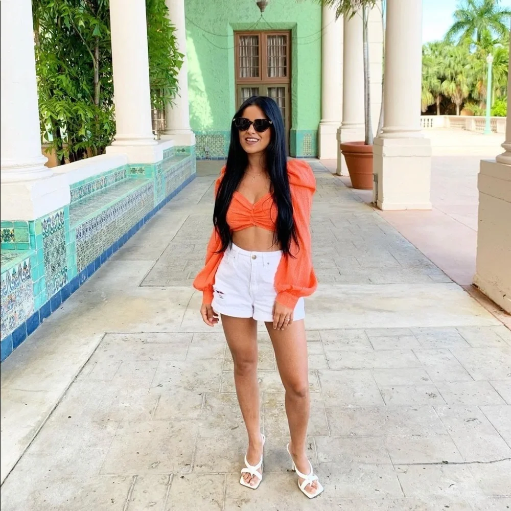 Fashion Nova Coral Polka Dot Candy Shop Crop Top XS